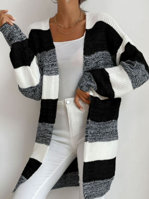 Elodie - Women's Striped Knit Cardigan for Layering