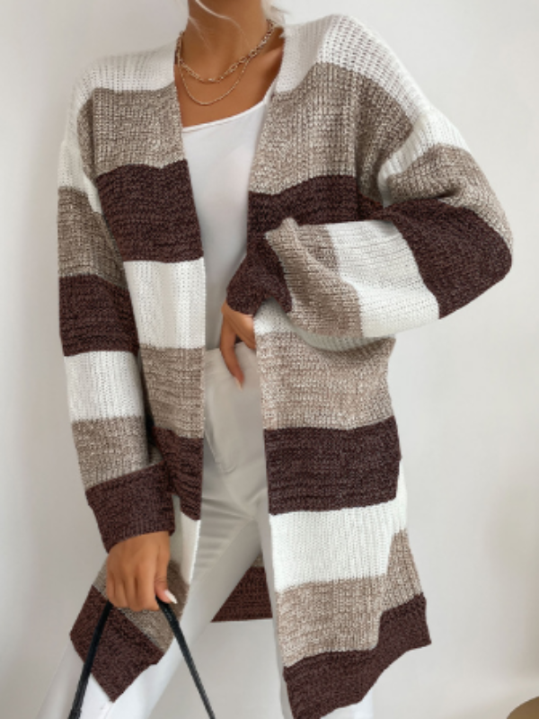 Elodie - Women's Striped Knit Cardigan for Layering
