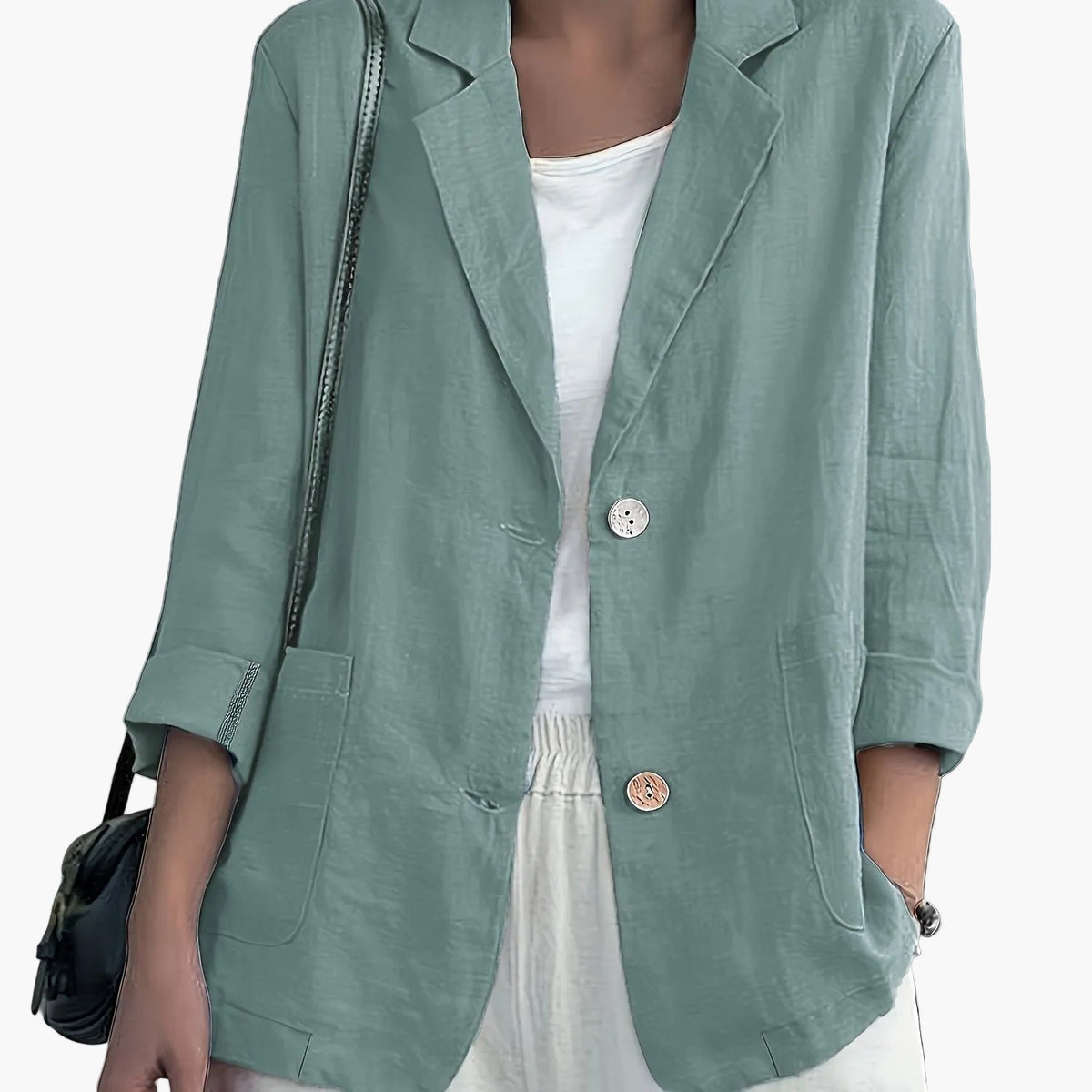 Women's Two-Button Blazer with Roll-Up Sleeves