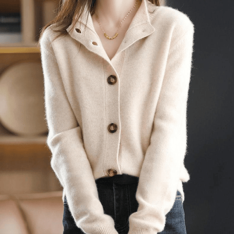 Cardigan in maglia classico da donna con bottoni frontali