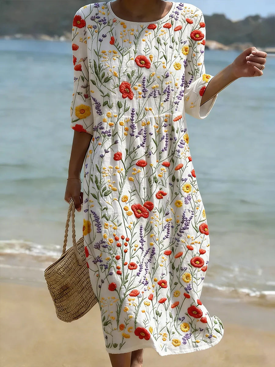 Women's Floral Maxi Dress with Tiered Skirt