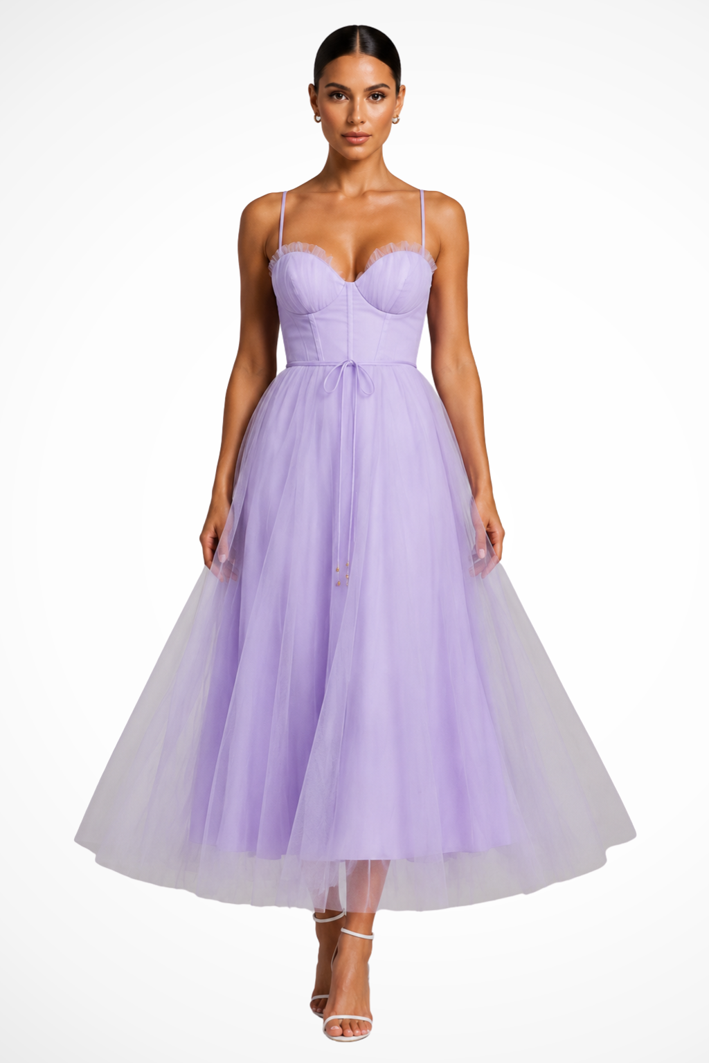 Abito midi in tulle da donna dalla vestibilità morbida per tutti i giorni