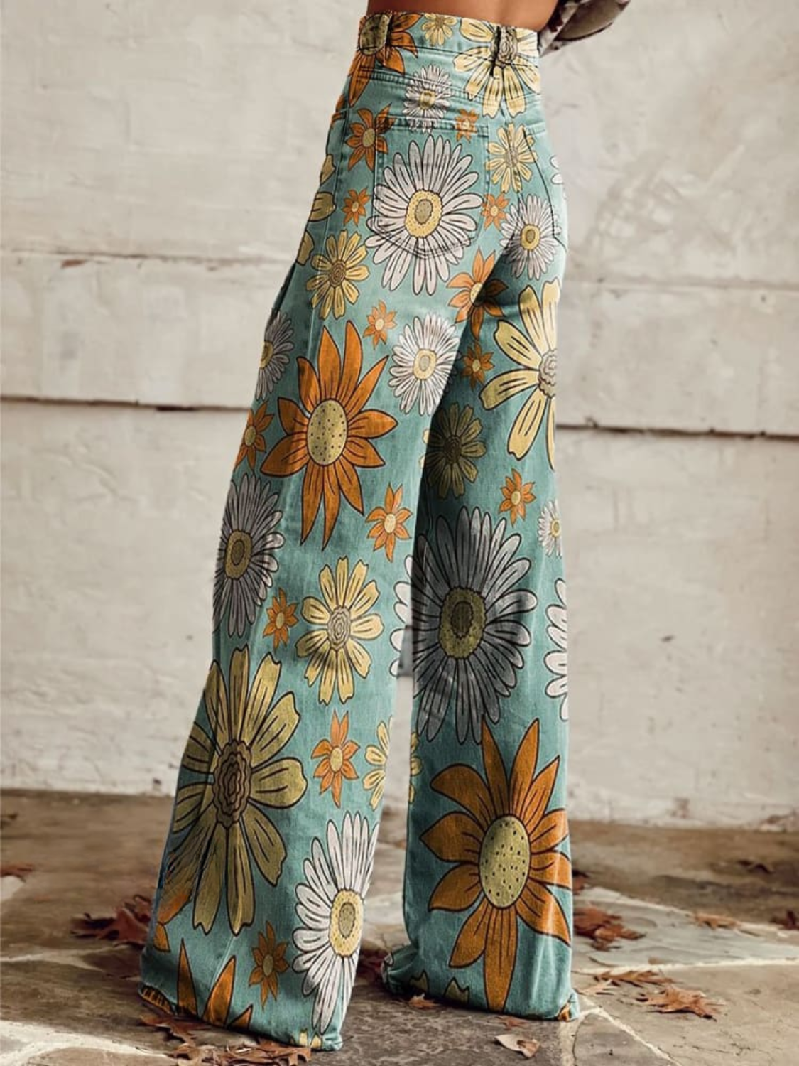Eloise - Women's Vintage Floral Wide Leg Pants (Plus Size Available)