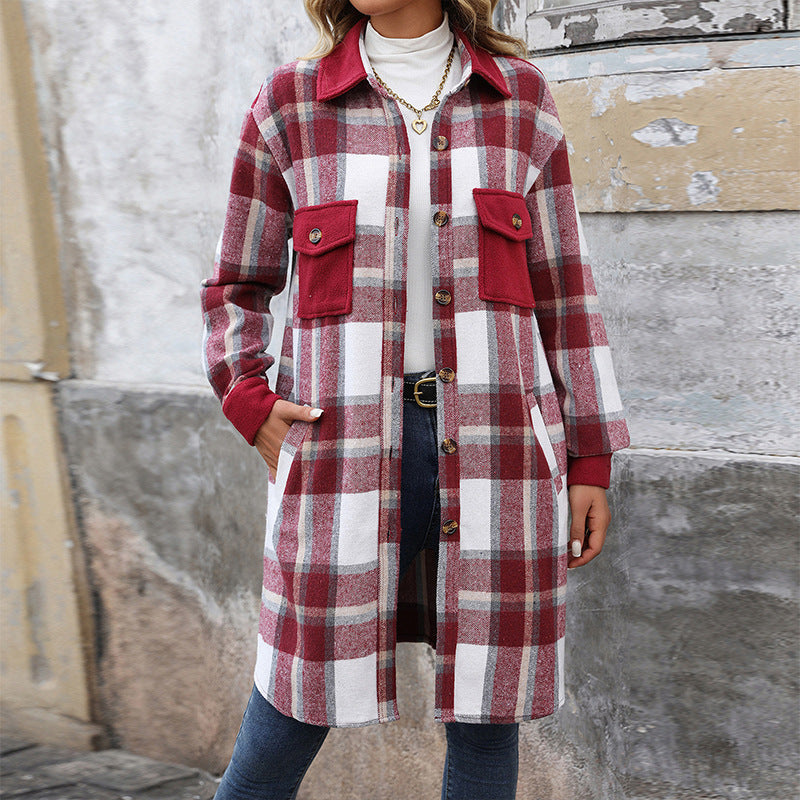 Natasha - Women's Plaid Button-Up Jacket