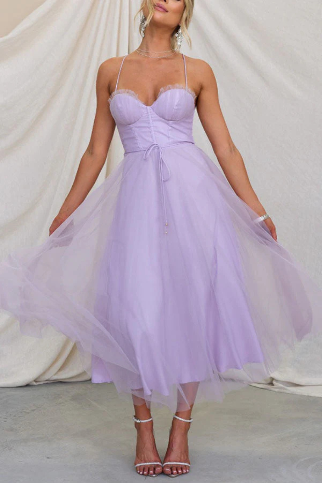 Abito midi in tulle da donna dalla vestibilità morbida per tutti i giorni