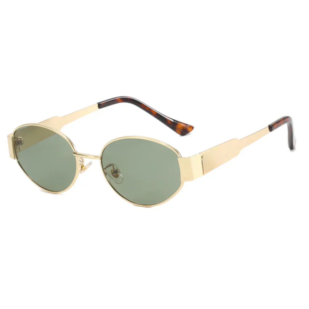 Nalani - Women's Oval Frame Sunglasses Gold & Black Metal & Polycarbonate Stylish and Protective