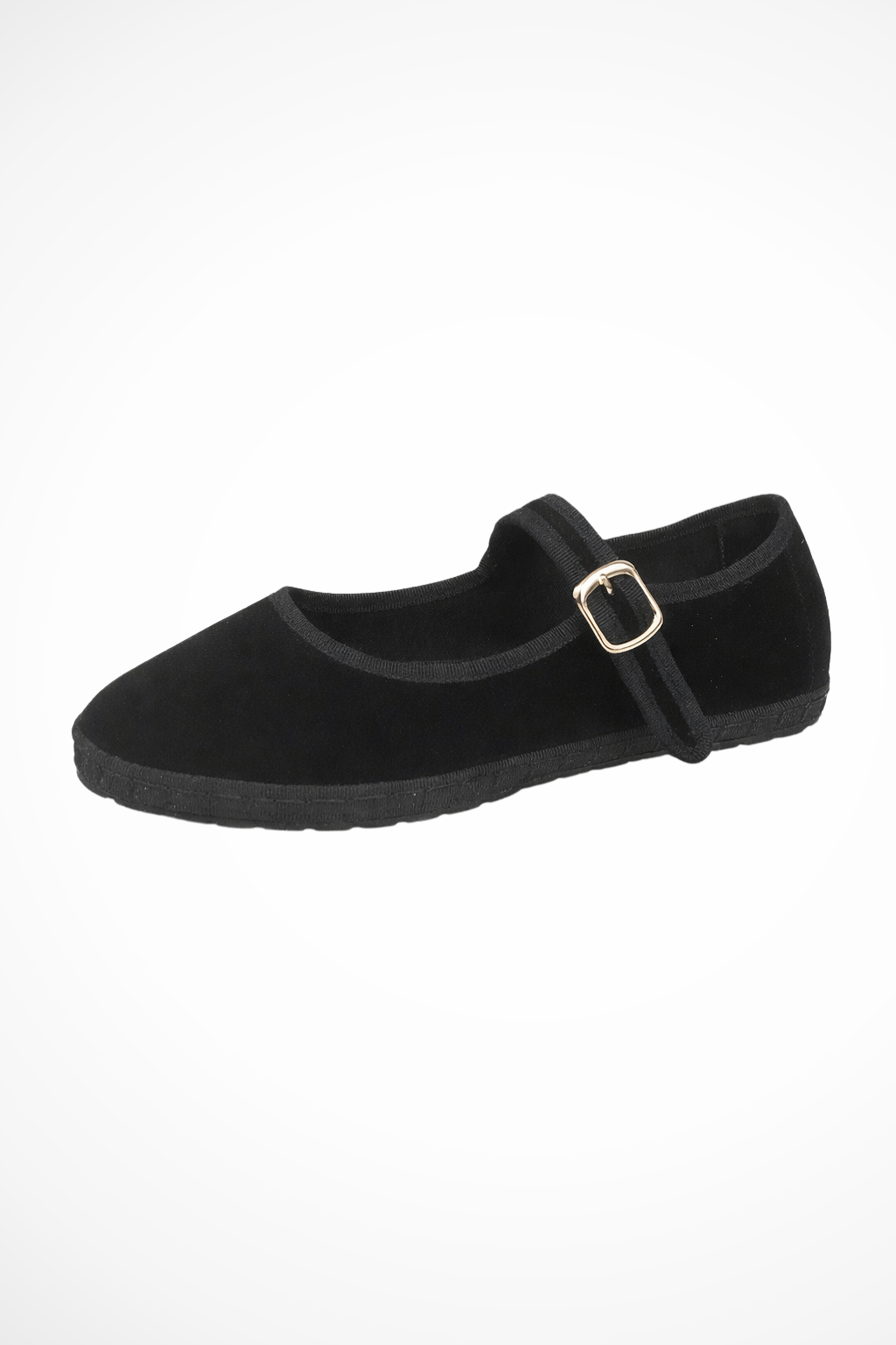 Women's velvet Mary Jane flats in black