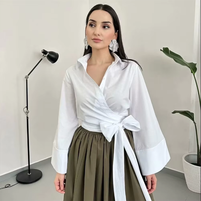 Casey - Women's Long-Sleeved Kimono Blouse