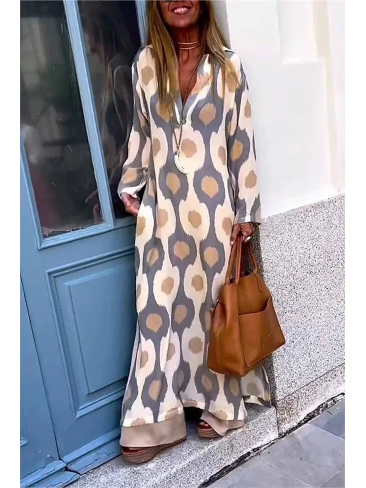 Eleanor - Women's Long Sleeve Maxi Boho Dress