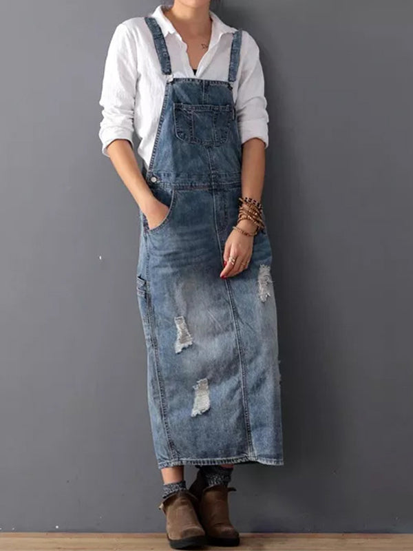 Coralynn - Women's Denim Overall Dress Relaxed Fit Cotton