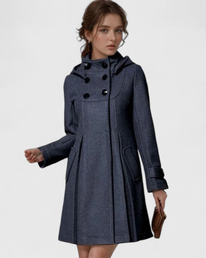 Women's Flared Hooded Coat with Side Pockets