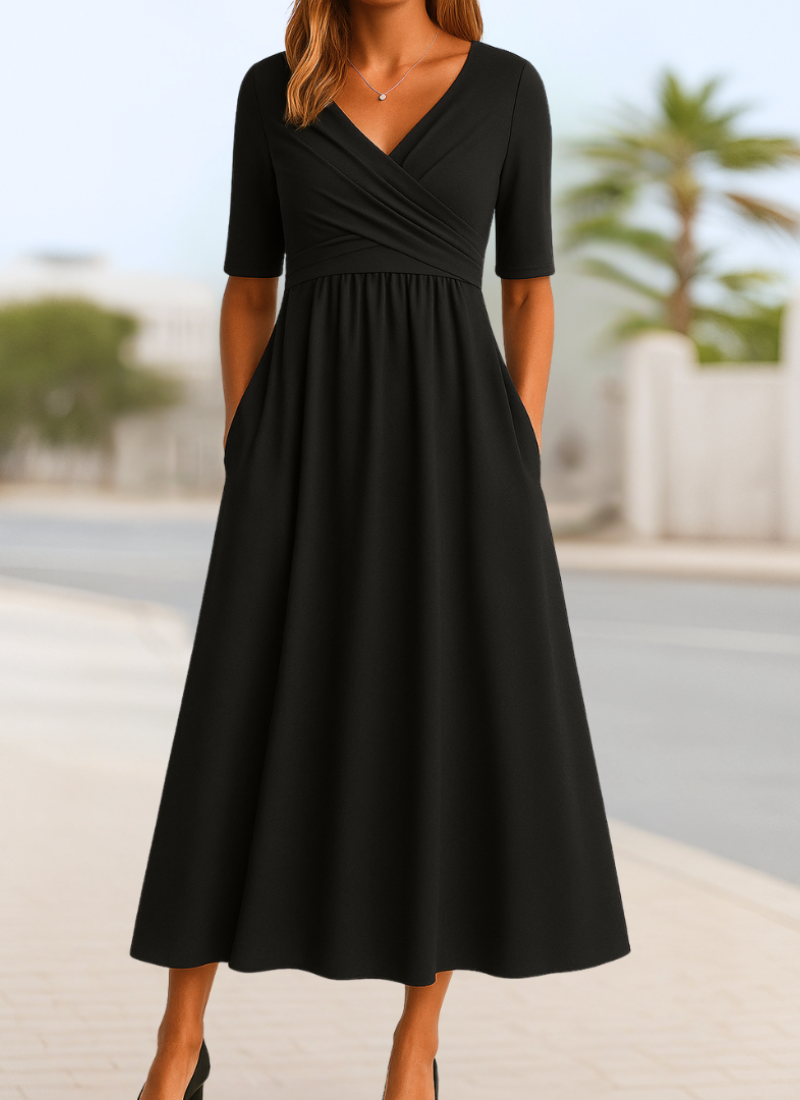 Women's Crossover Dress with Defined Waist