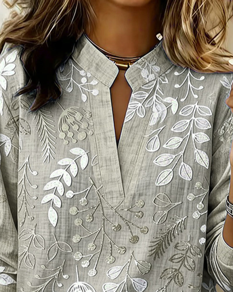 Women's Soft Touch Floral Blouse with V Neckline