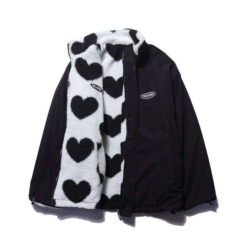 Odette - Giacca reversibile da donna con fodera a cuore