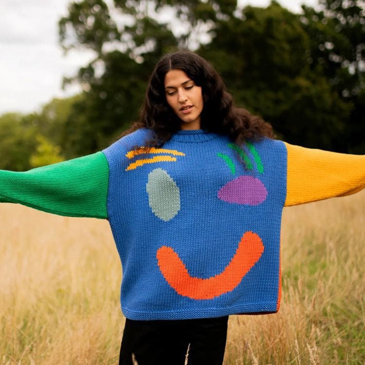 Davina - Women's Smiley Face Knitted Sweater
