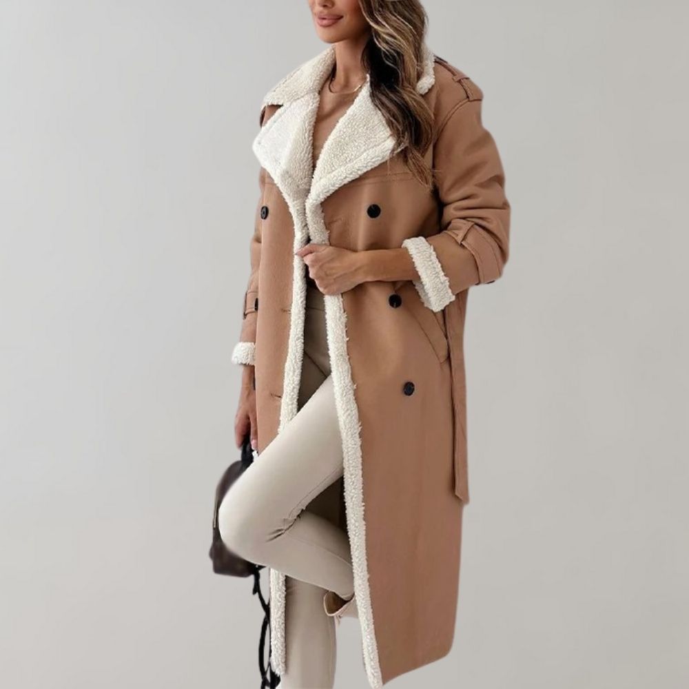 Sienna - Women's Long Faux Shearling Coat Elegant and Cozy for Cold Weather