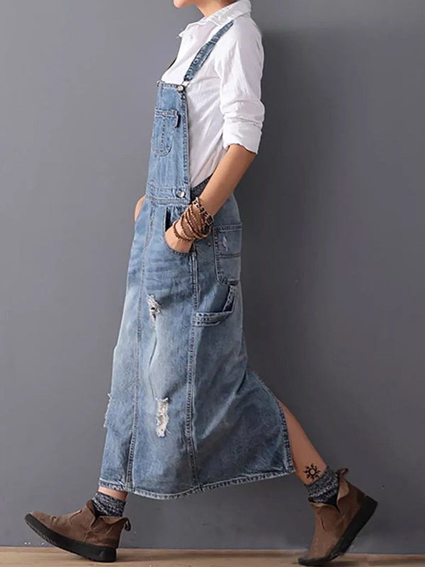 Coralynn - Women's Denim Overall Dress Relaxed Fit Cotton
