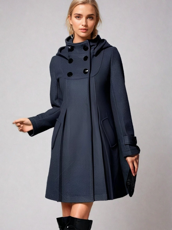 Aria - Women's A-Line Hooded Coat Elegant and Timeless for Cold Weather