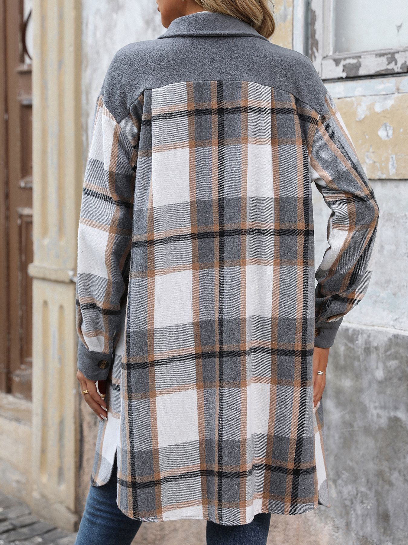 Natasha - Women's Plaid Button-Up Jacket