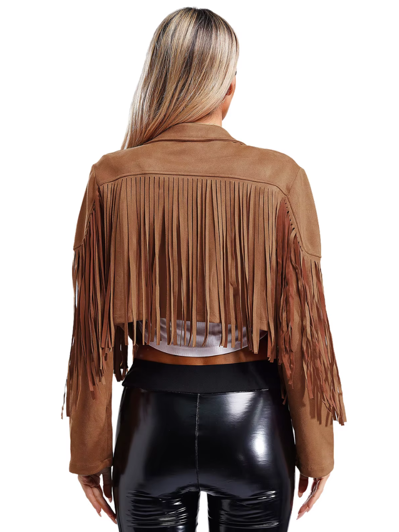 Jessie - Women's Brown Jacket with Fringes
