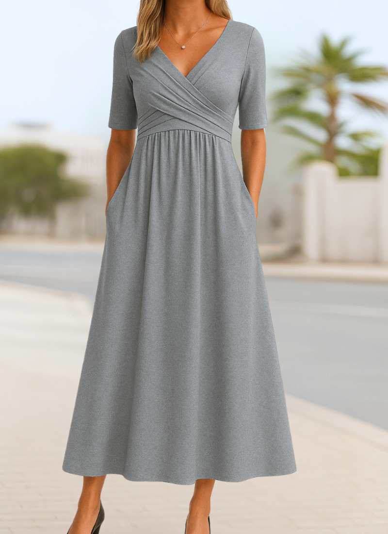Women's Crossover Dress with Defined Waist
