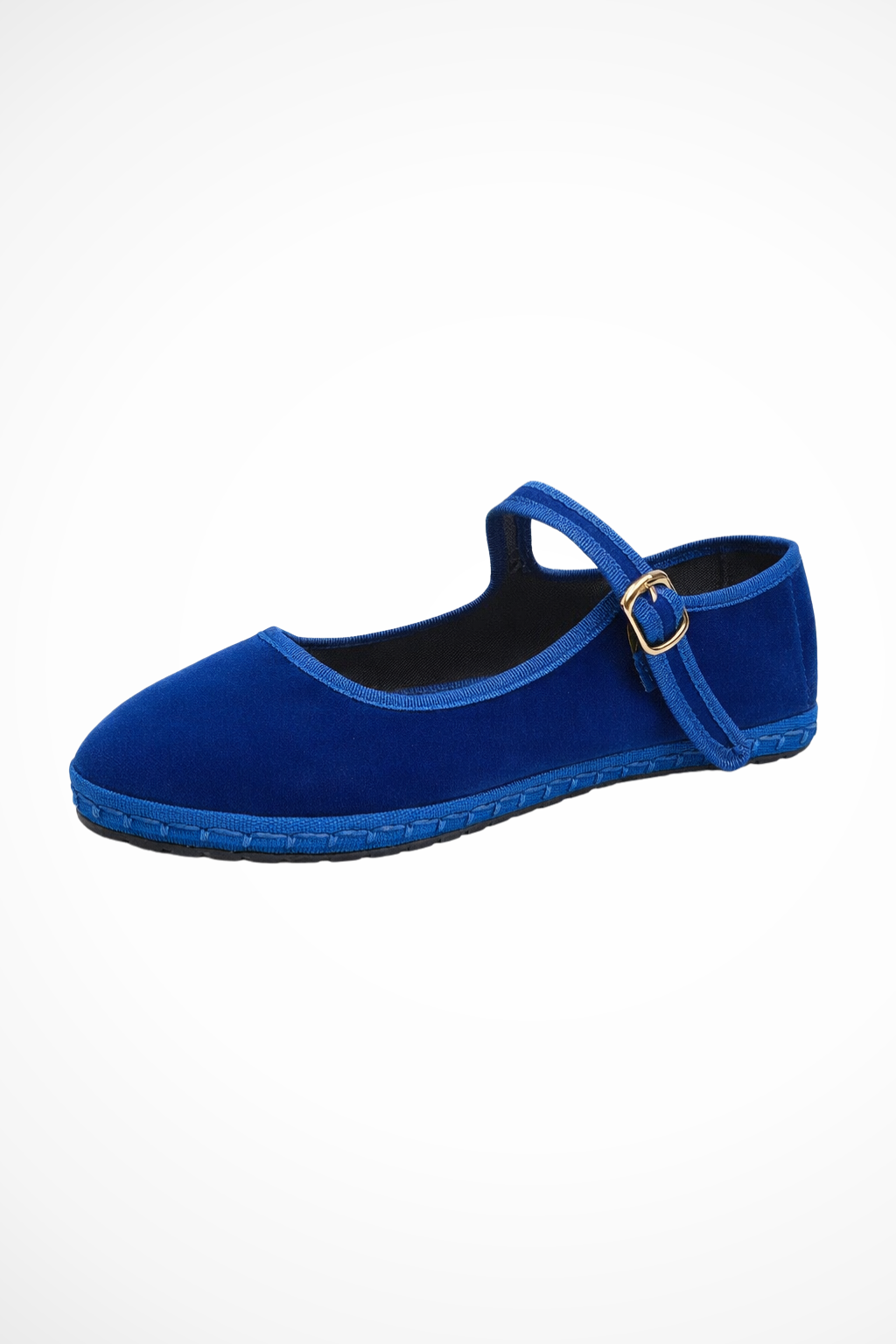 Women's velvet Mary Jane flats in blue