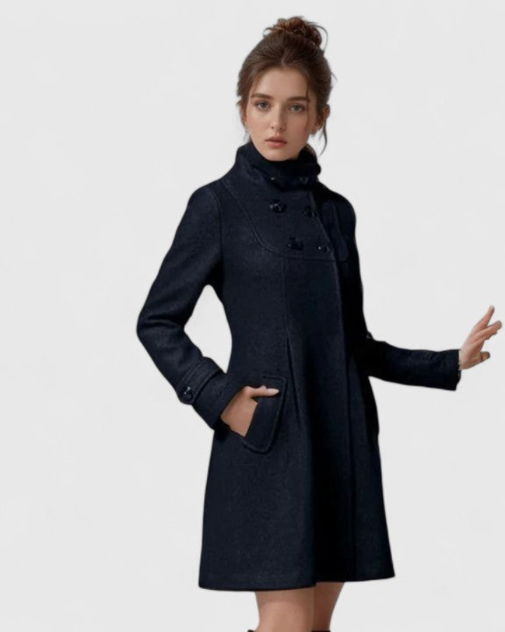 Women's Flared Hooded Coat with Side Pockets