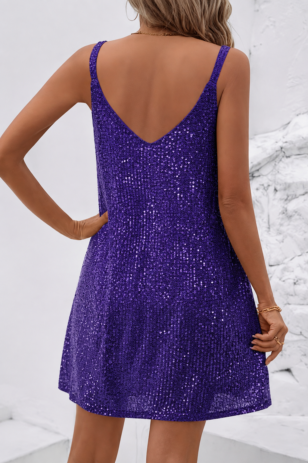 Women's Sequin Mini Dress with Slip Straps