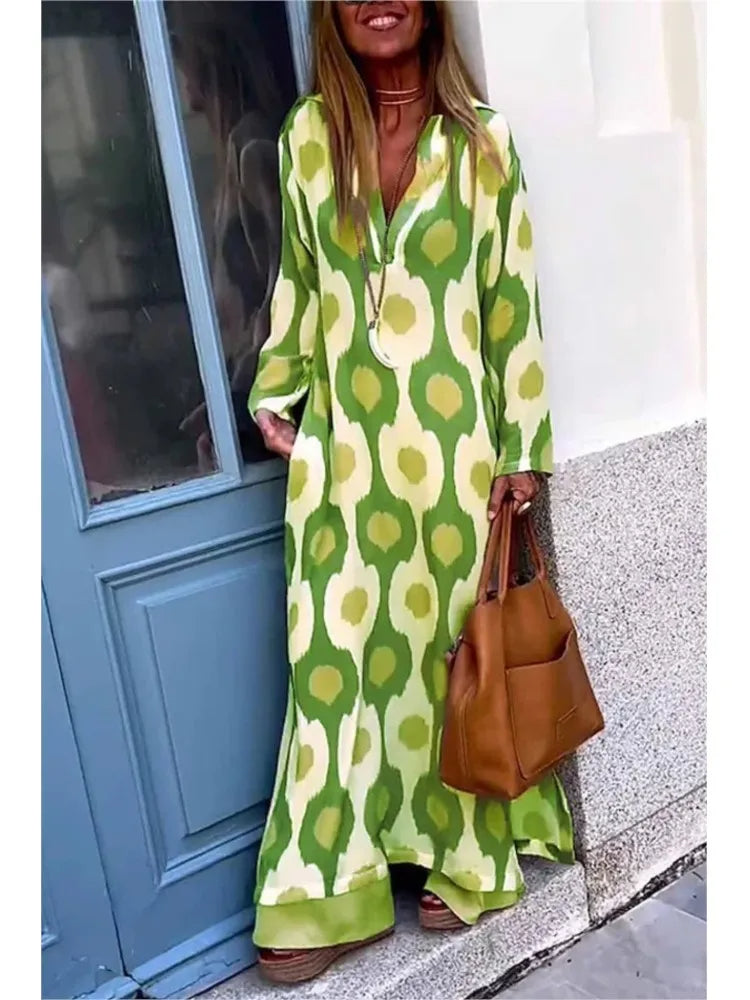 Eleanor - Women's Long Sleeve Maxi Boho Dress