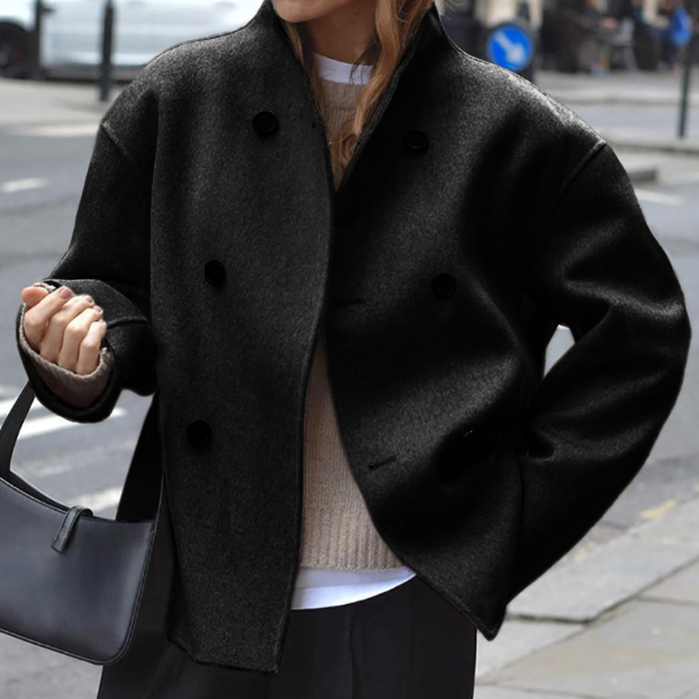 Isabeau - Women's Wool Blend Jacket with Double-Breasted Front