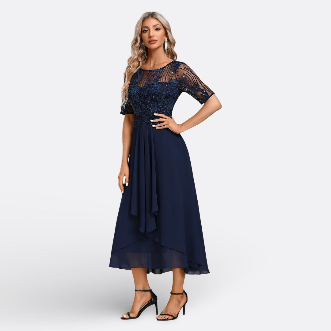 Women's Lace Midi Dress – Black