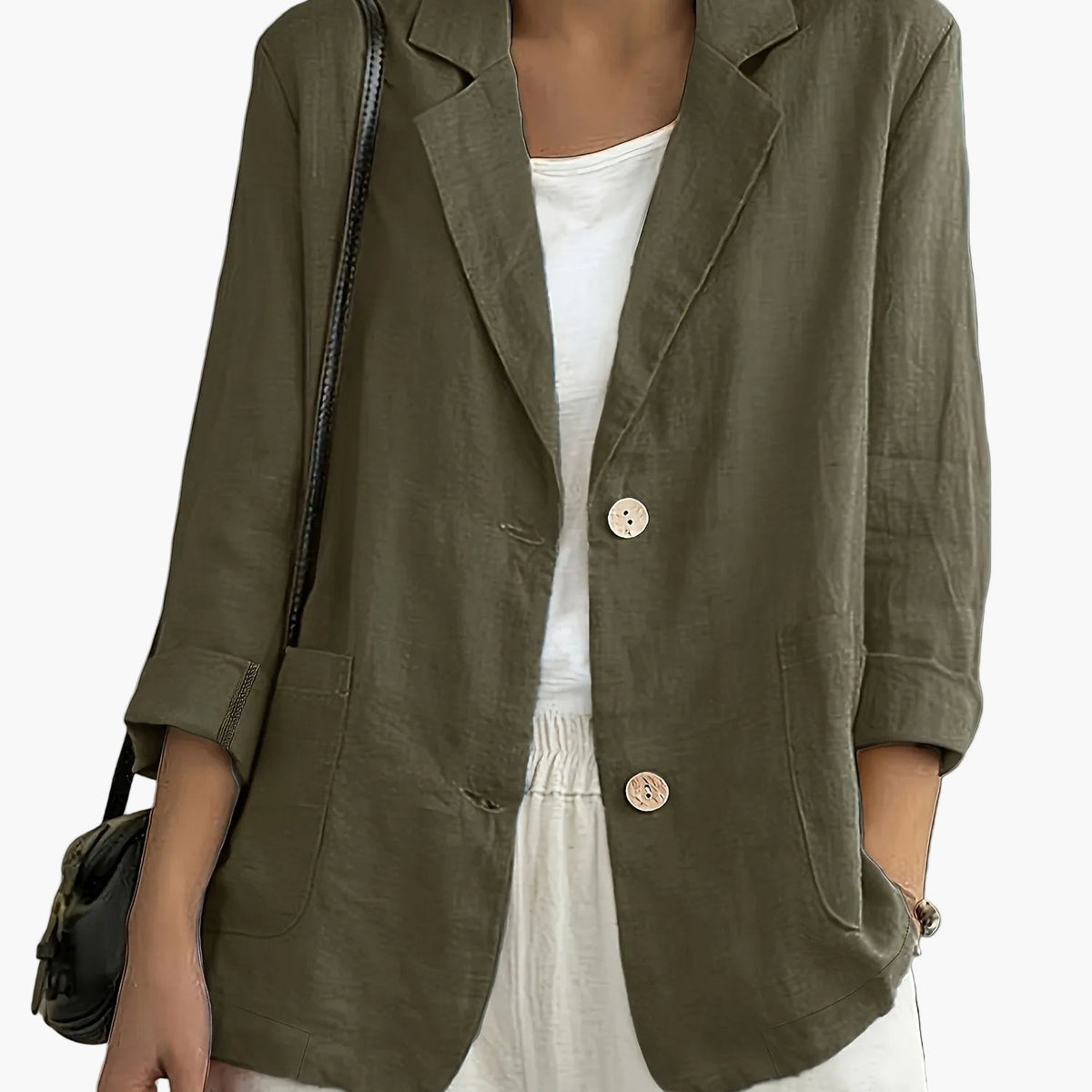 Women's Two-Button Blazer with Roll-Up Sleeves