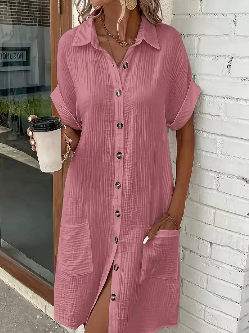 Abito chemisier midi da donna dalla vestibilità comoda