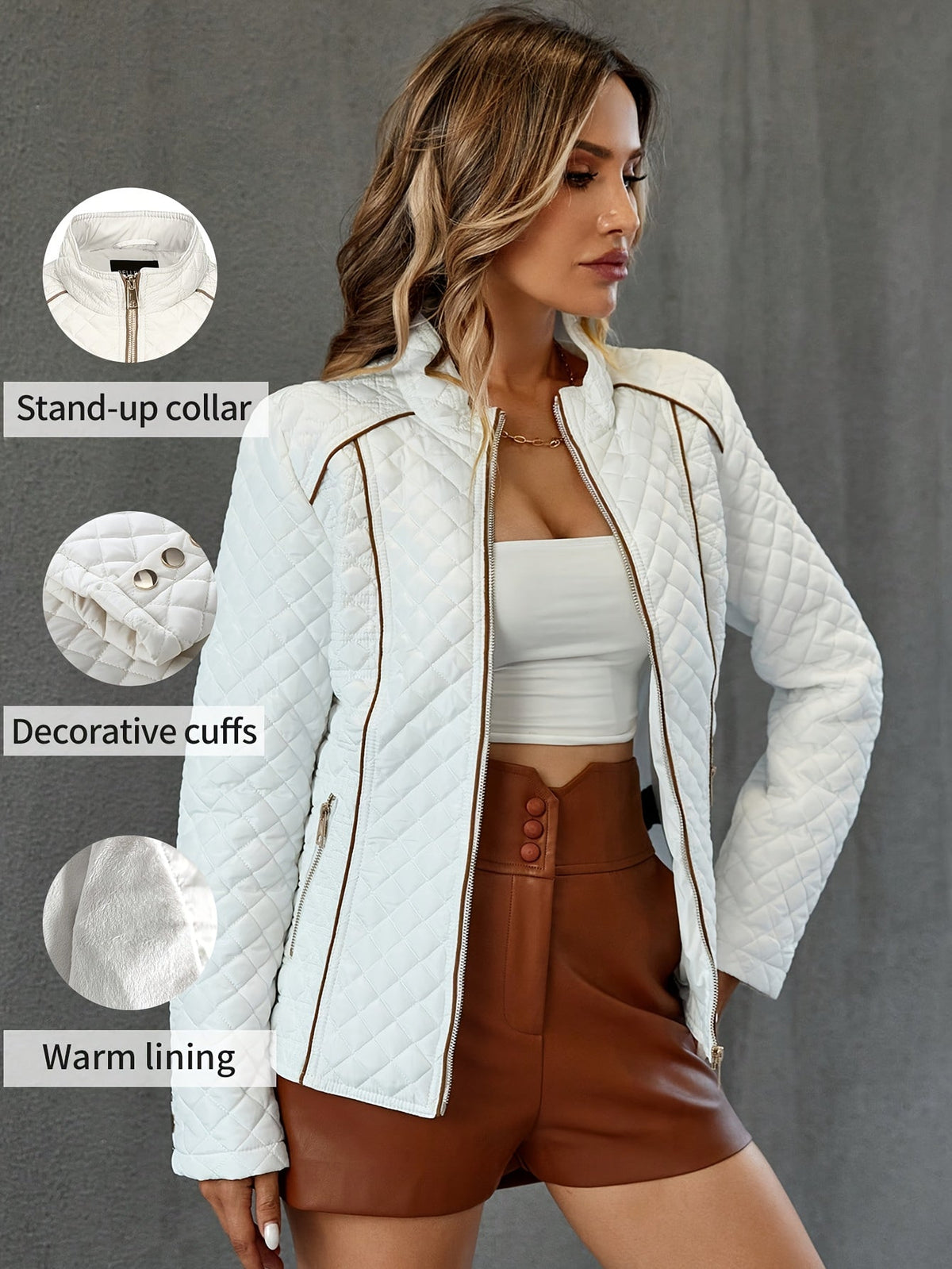 Linnea - Women's Quilted Jacket with Contrast Stitching