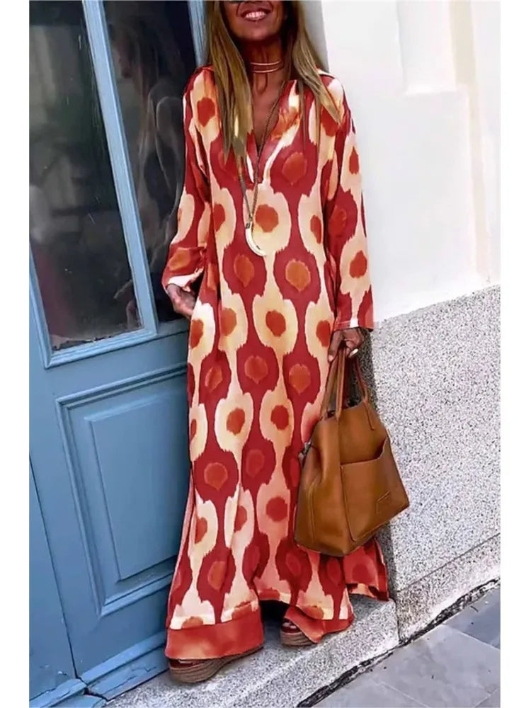 Eleanor - Women's Long Sleeve Maxi Boho Dress