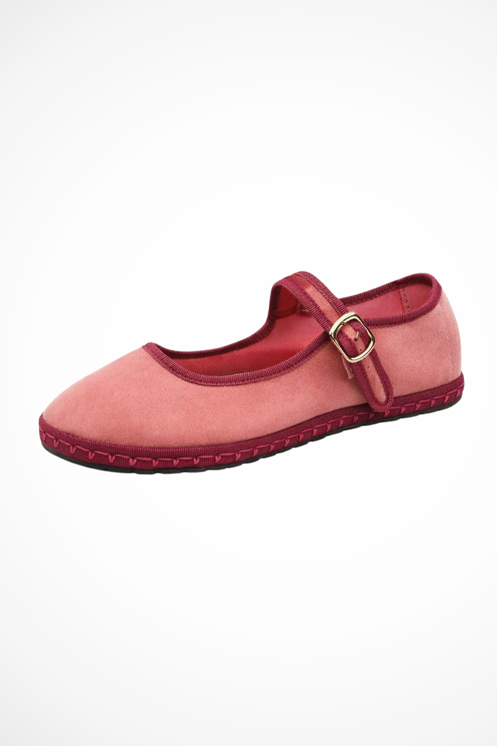 Women's velvet Mary Jane flats in pink