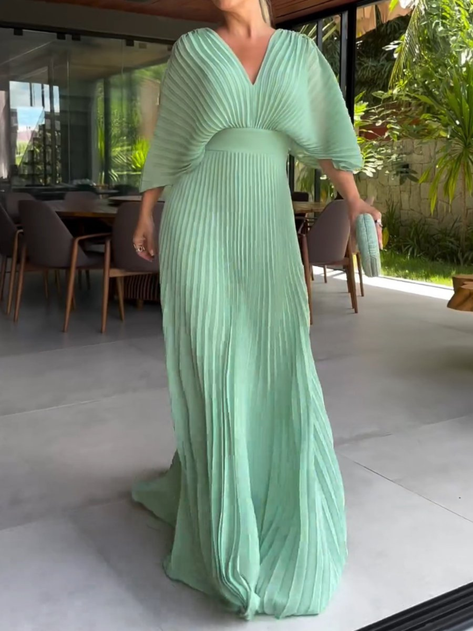 Maddy - Women's Pleated Maxi Dress