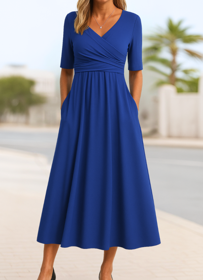 Women's Crossover Dress with Defined Waist