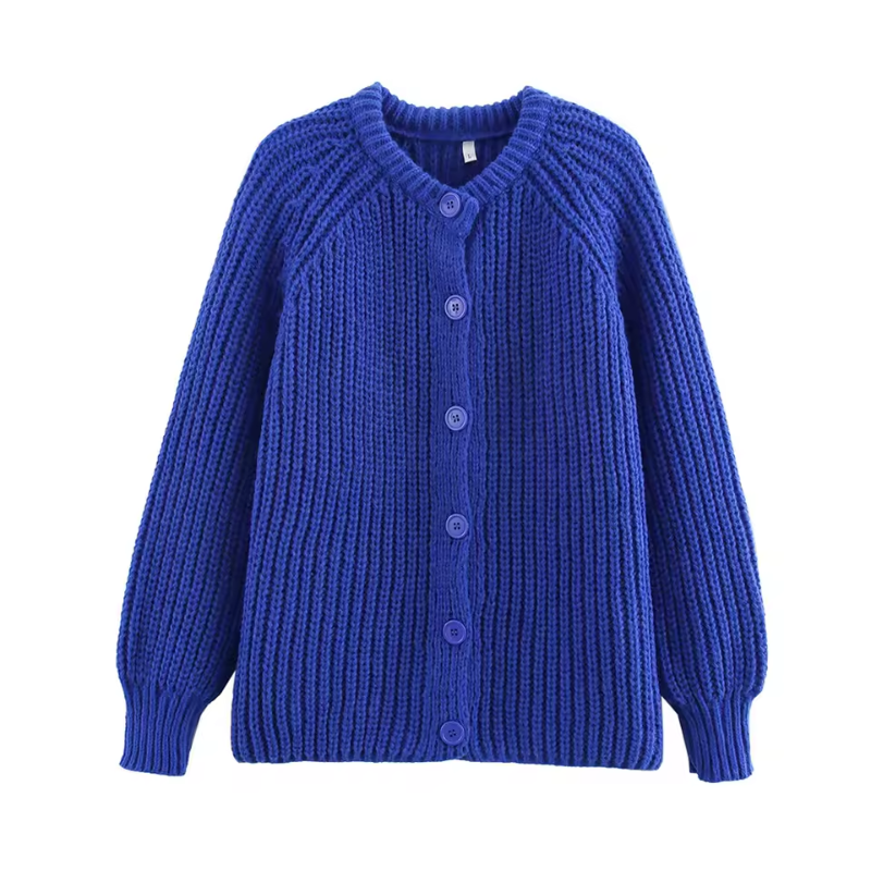 Kendal - Women's Blue Knit Cardigan for Effortless Style