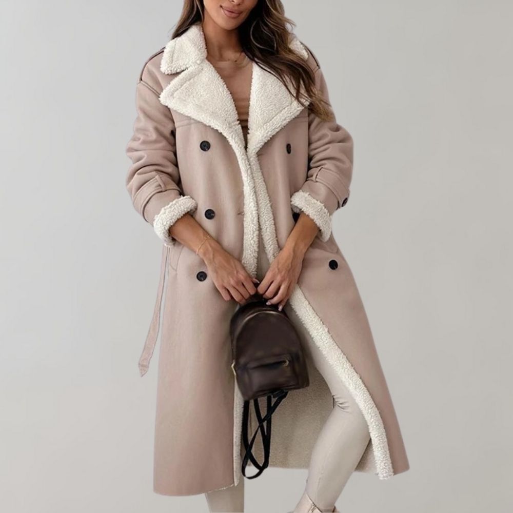 Sienna - Women's Long Faux Shearling Coat Elegant and Cozy for Cold Weather