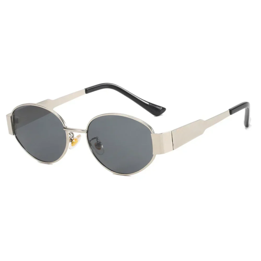 Nalani - Women's Oval Frame Sunglasses Gold & Black Metal & Polycarbonate Stylish and Protective