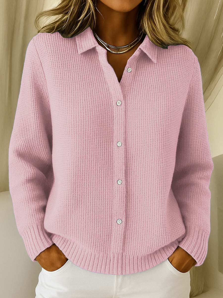 Jersey de mujer con botones delanteros y cuello clásico
