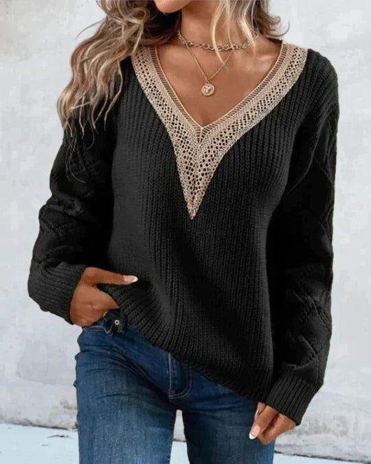 Eloise - Women's Knit V-Neck Sweater
