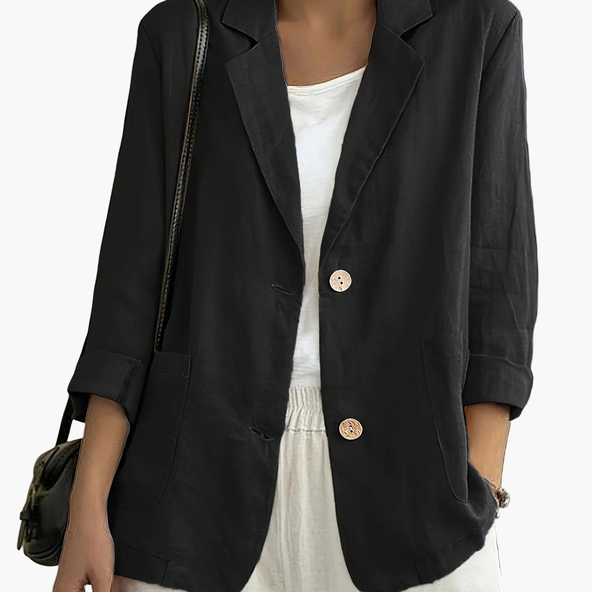 Women's Two-Button Blazer with Roll-Up Sleeves