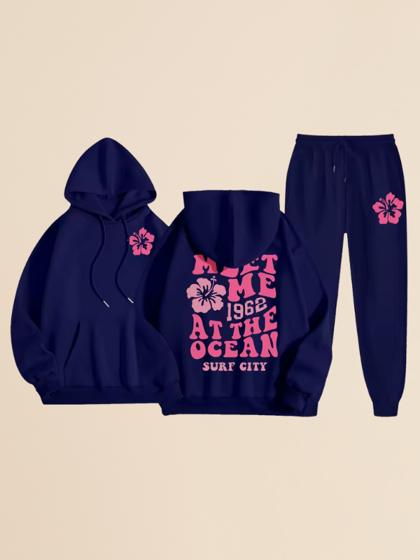Mila - Women's Oversized Tracksuit with Surf City Back Print