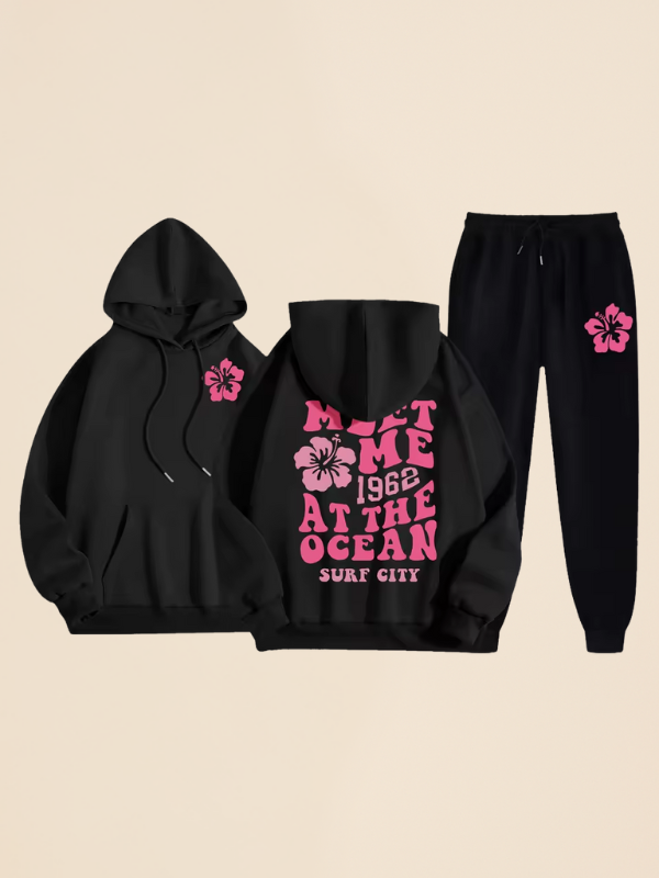 Mila - Women's Oversized Tracksuit with Surf City Back Print