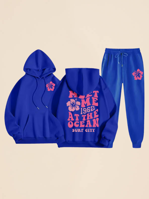 Mila - Women's Oversized Tracksuit with Surf City Back Print