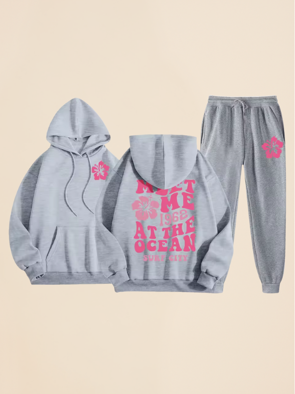 Mila - Women's Oversized Tracksuit with Surf City Back Print