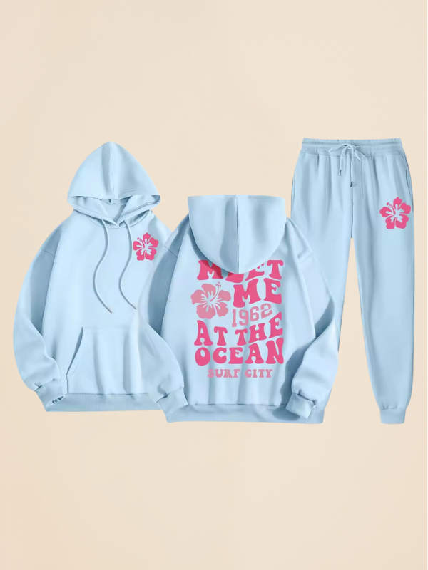 Mila - Women's Oversized Tracksuit with Surf City Back Print