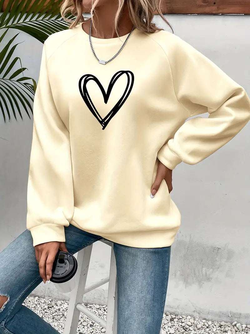 Amber - Women's Heart Print Sweatshirt
